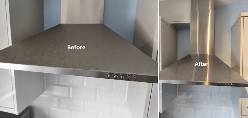 Extractor cleaning before and after